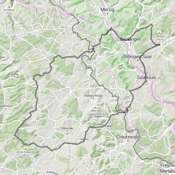 Karten-Miniaturansicht der Radinspiration "Tour de Saarlouis" in Saarland, Germany. Erstellt vom Tarmacs.app-Routenplaner für Radtouren