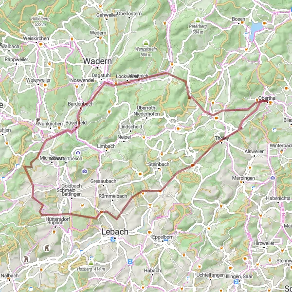Karten-Miniaturansicht der Radinspiration "Abwechslungsreiche Naturtour" in Saarland, Germany. Erstellt vom Tarmacs.app-Routenplaner für Radtouren