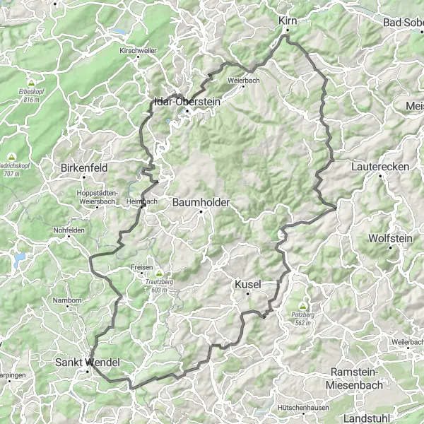 Map miniature of "Sankt Wendel Adventure Ride" cycling inspiration in Saarland, Germany. Generated by Tarmacs.app cycling route planner