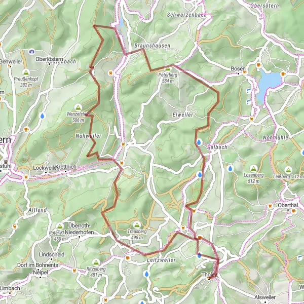 Karten-Miniaturansicht der Radinspiration "Graveltour durch Hasborn-Dautweiler und Hardt" in Saarland, Germany. Erstellt vom Tarmacs.app-Routenplaner für Radtouren