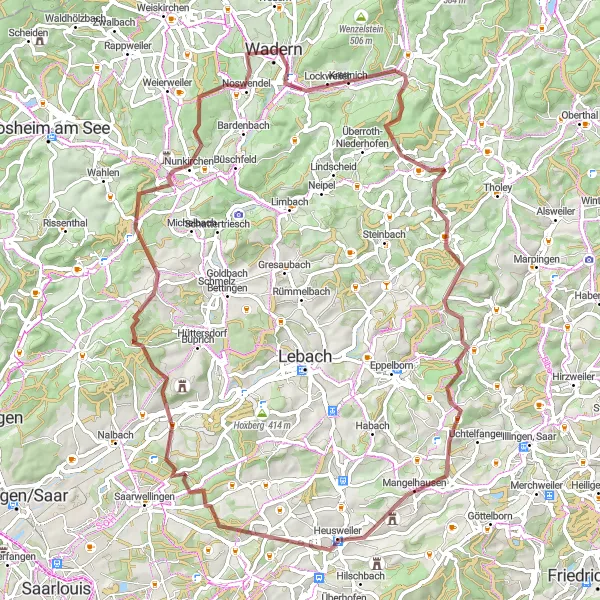 Map miniature of "The Gravel Challenge" cycling inspiration in Saarland, Germany. Generated by Tarmacs.app cycling route planner