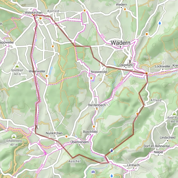 Karten-Miniaturansicht der Radinspiration "Weiskirchen Entdeckungstour" in Saarland, Germany. Erstellt vom Tarmacs.app-Routenplaner für Radtouren