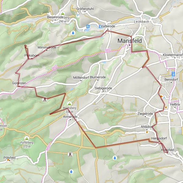 Karten-Miniaturansicht der Radinspiration "Der Mansfeld-Trail" in Sachsen-Anhalt, Germany. Erstellt vom Tarmacs.app-Routenplaner für Radtouren