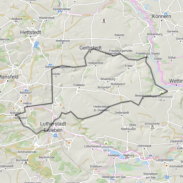 Karten-Miniaturansicht der Radinspiration "Radtour durch Zabenstedt und Friedeburg" in Sachsen-Anhalt, Germany. Erstellt vom Tarmacs.app-Routenplaner für Radtouren