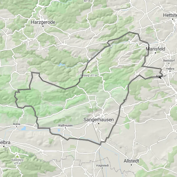 Map miniature of "The Challenging Expedition" cycling inspiration in Sachsen-Anhalt, Germany. Generated by Tarmacs.app cycling route planner