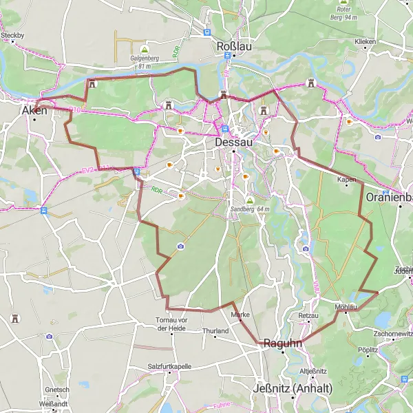 Map miniature of "Discover the Natural Beauty of Wallwitzberg on a Gravel Adventure" cycling inspiration in Sachsen-Anhalt, Germany. Generated by Tarmacs.app cycling route planner