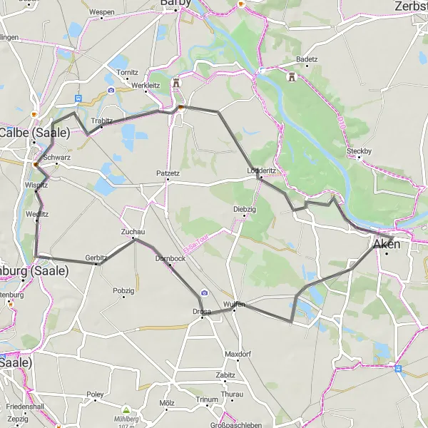 Map miniature of "Countryside Escape: Micheln to Blick zum Hafen" cycling inspiration in Sachsen-Anhalt, Germany. Generated by Tarmacs.app cycling route planner