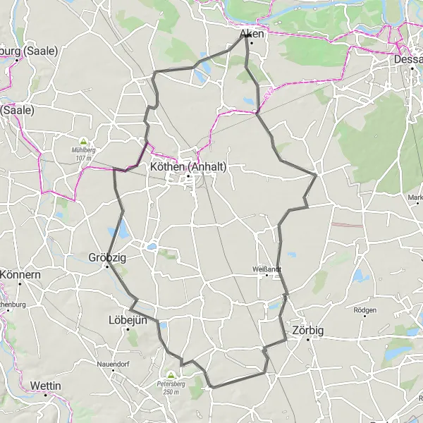 Map miniature of "Historical Journey through the Elsnigk Region" cycling inspiration in Sachsen-Anhalt, Germany. Generated by Tarmacs.app cycling route planner