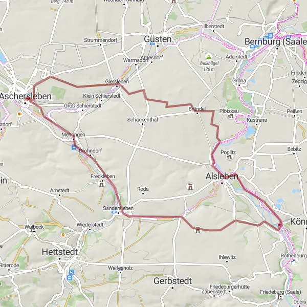 Karten-Miniaturansicht der Radinspiration "Giersleben erkunden" in Sachsen-Anhalt, Germany. Erstellt vom Tarmacs.app-Routenplaner für Radtouren