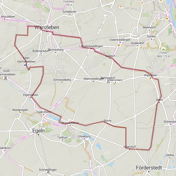 Karten-Miniaturansicht der Radinspiration "Erlebnisreiche Rundfahrt um Atzendorf" in Sachsen-Anhalt, Germany. Erstellt vom Tarmacs.app-Routenplaner für Radtouren