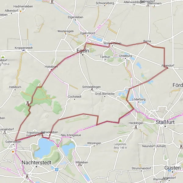 Karten-Miniaturansicht der Radinspiration "Gravelroute um Atzendorf" in Sachsen-Anhalt, Germany. Erstellt vom Tarmacs.app-Routenplaner für Radtouren