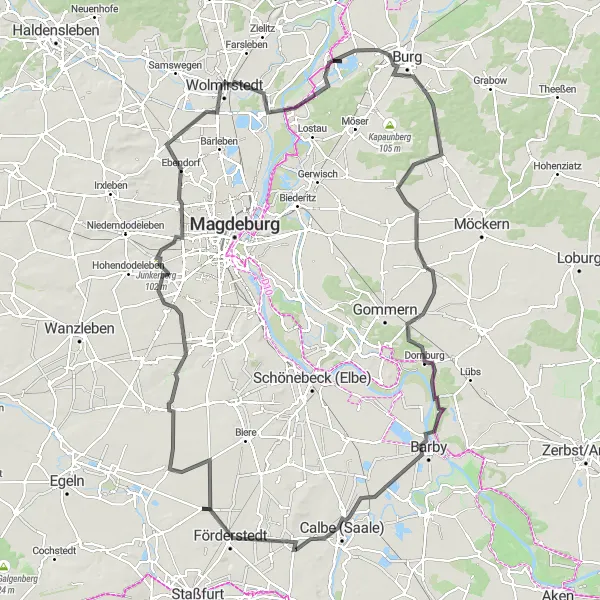 Karten-Miniaturansicht der Radinspiration "Radroute von Atzendorf nach Förderstedt" in Sachsen-Anhalt, Germany. Erstellt vom Tarmacs.app-Routenplaner für Radtouren