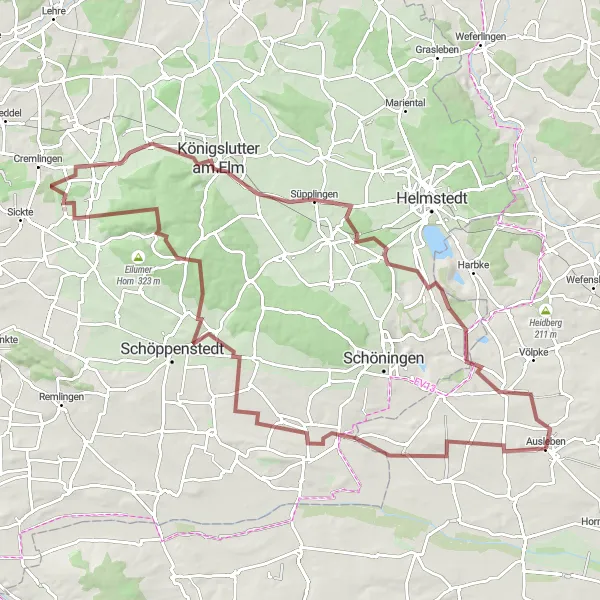 Karten-Miniaturansicht der Radinspiration "Mountainbike-Abenteuer rund um Ausleben" in Sachsen-Anhalt, Germany. Erstellt vom Tarmacs.app-Routenplaner für Radtouren