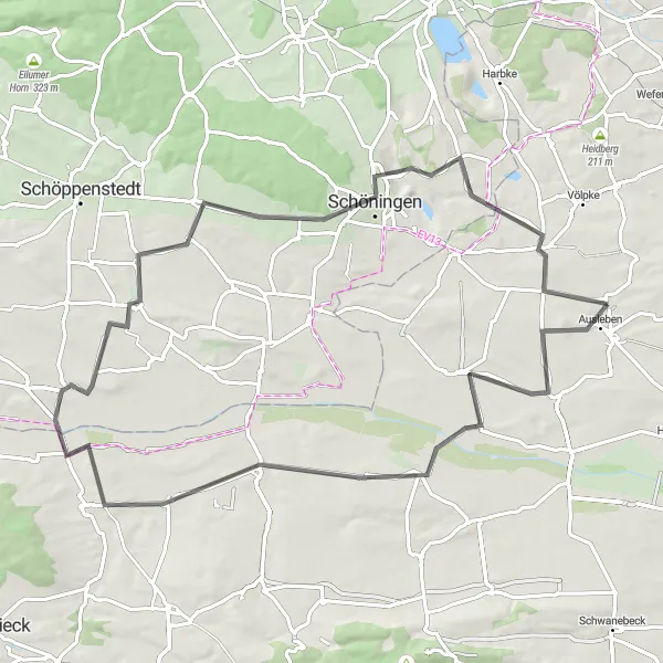 Map miniature of "Scenic Road Adventure" cycling inspiration in Sachsen-Anhalt, Germany. Generated by Tarmacs.app cycling route planner