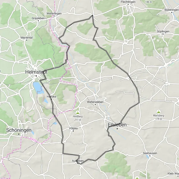 Map miniature of "Countryside Road Loop" cycling inspiration in Sachsen-Anhalt, Germany. Generated by Tarmacs.app cycling route planner