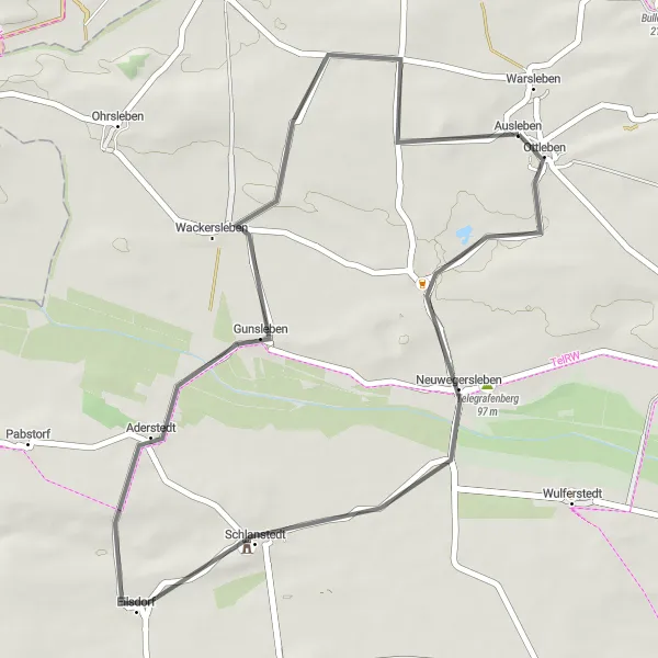 Karten-Miniaturansicht der Radinspiration "Kurze Tour durch die Umgebung von Ausleben" in Sachsen-Anhalt, Germany. Erstellt vom Tarmacs.app-Routenplaner für Radtouren