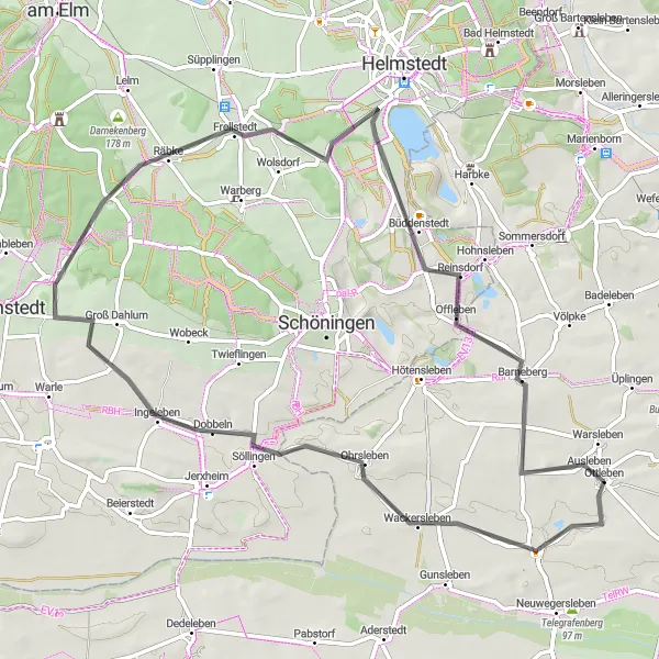 Map miniature of "Ausleben Road Adventure" cycling inspiration in Sachsen-Anhalt, Germany. Generated by Tarmacs.app cycling route planner