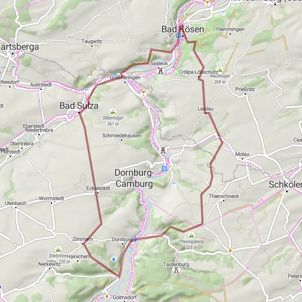 Map miniature of "Bad Kösen and Saale River Loop" cycling inspiration in Sachsen-Anhalt, Germany. Generated by Tarmacs.app cycling route planner