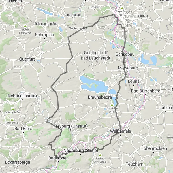 Karten-Miniaturansicht der Radinspiration "Hoch hinaus - Panoramatour um Bad Kösen" in Sachsen-Anhalt, Germany. Erstellt vom Tarmacs.app-Routenplaner für Radtouren