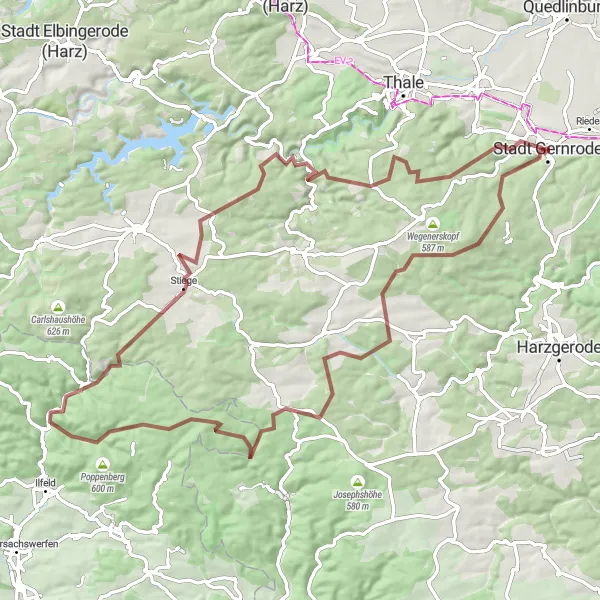 Map miniature of "Wilderness Expedition" cycling inspiration in Sachsen-Anhalt, Germany. Generated by Tarmacs.app cycling route planner