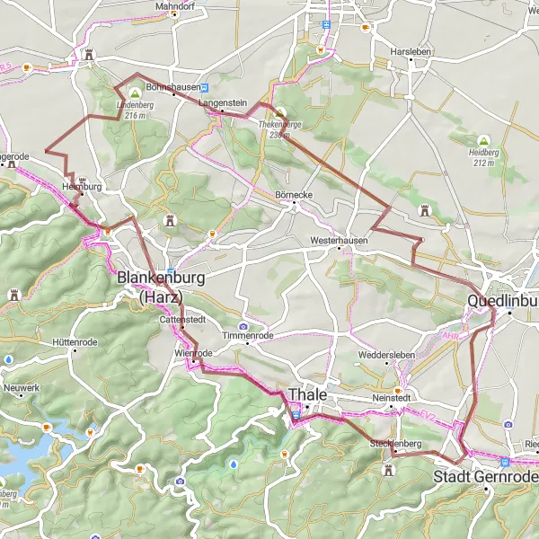 Map miniature of "Schmiedeberg Gravel Epic" cycling inspiration in Sachsen-Anhalt, Germany. Generated by Tarmacs.app cycling route planner