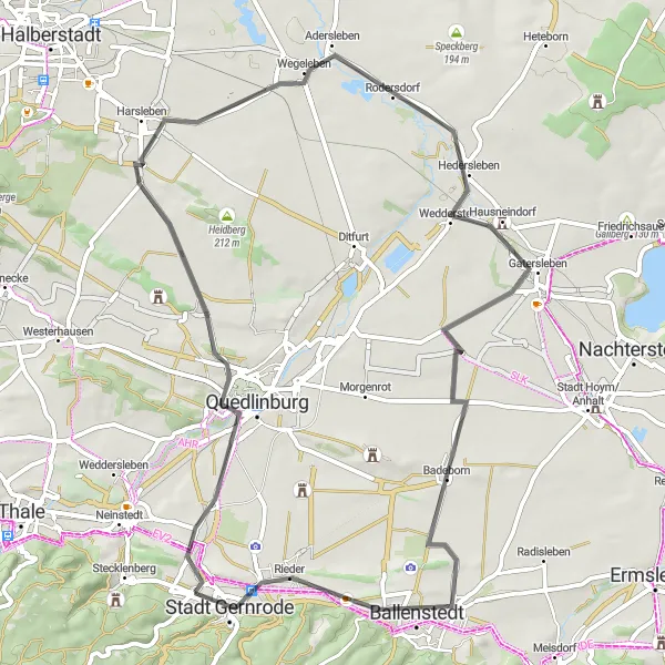 Karten-Miniaturansicht der Radinspiration "Harzvorland Erkundung" in Sachsen-Anhalt, Germany. Erstellt vom Tarmacs.app-Routenplaner für Radtouren