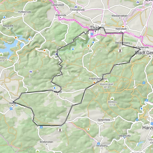 Karten-Miniaturansicht der Radinspiration "Harz Rundfahrt über Stecklenberg und Friedrichsbrunn" in Sachsen-Anhalt, Germany. Erstellt vom Tarmacs.app-Routenplaner für Radtouren