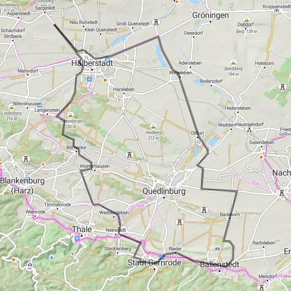 Karten-Miniaturansicht der Radinspiration "Entdeckungstour durch Halberstadt und Bad Suderode" in Sachsen-Anhalt, Germany. Erstellt vom Tarmacs.app-Routenplaner für Radtouren