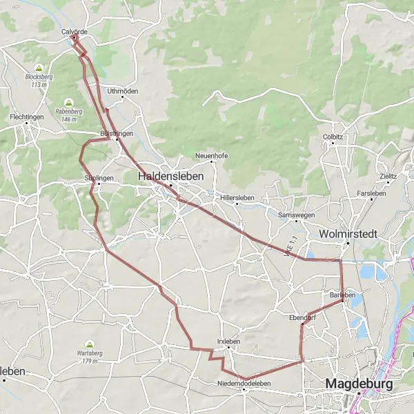 Map miniature of "The Gravel Adventure" cycling inspiration in Sachsen-Anhalt, Germany. Generated by Tarmacs.app cycling route planner