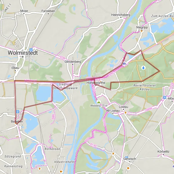 Map miniature of "Waldschänke Escape" cycling inspiration in Sachsen-Anhalt, Germany. Generated by Tarmacs.app cycling route planner