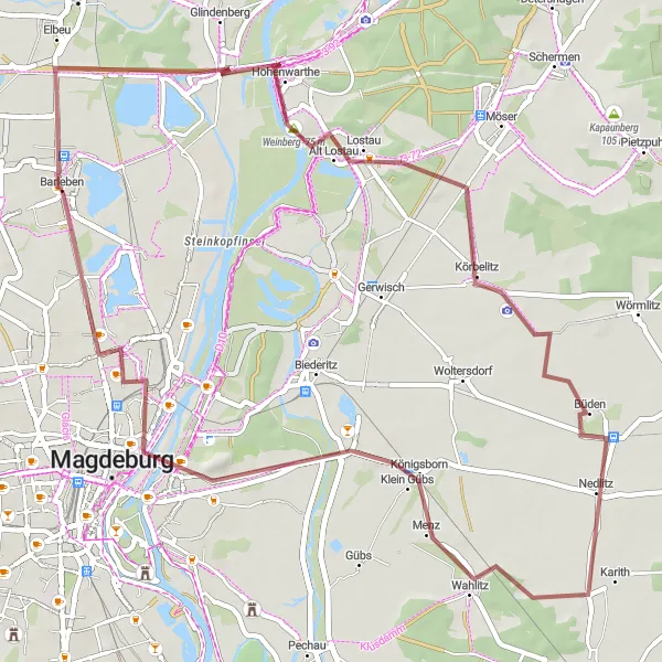 Map miniature of "Off-the-beaten-path Gravel Loop: Sachsen-Anhalt Exploration" cycling inspiration in Sachsen-Anhalt, Germany. Generated by Tarmacs.app cycling route planner