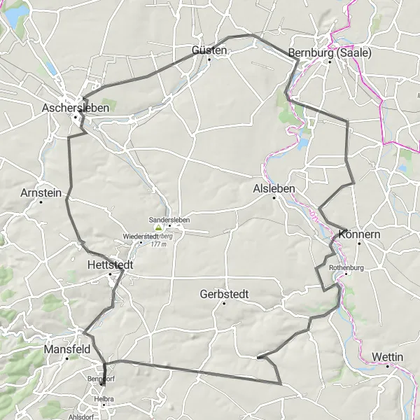 Karten-Miniaturansicht der Radinspiration "Historische Dörfer und Naturwunder" in Sachsen-Anhalt, Germany. Erstellt vom Tarmacs.app-Routenplaner für Radtouren