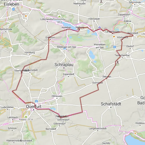 Map miniature of "The Dornstedt Gravel Loop" cycling inspiration in Sachsen-Anhalt, Germany. Generated by Tarmacs.app cycling route planner