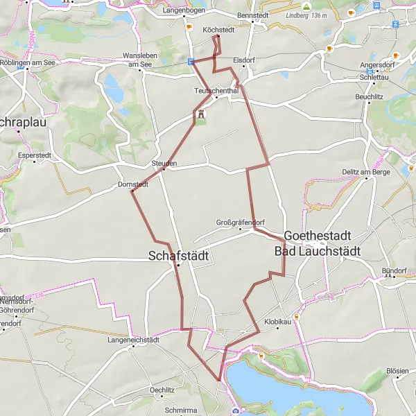Karten-Miniaturansicht der Radinspiration "Naturerlebnis und Weinberge" in Sachsen-Anhalt, Germany. Erstellt vom Tarmacs.app-Routenplaner für Radtouren