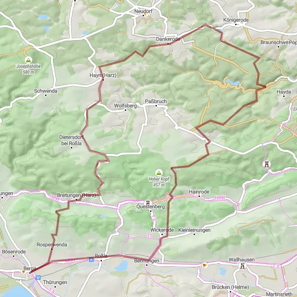 Map miniature of "Hidden Gems of the Harz" cycling inspiration in Sachsen-Anhalt, Germany. Generated by Tarmacs.app cycling route planner