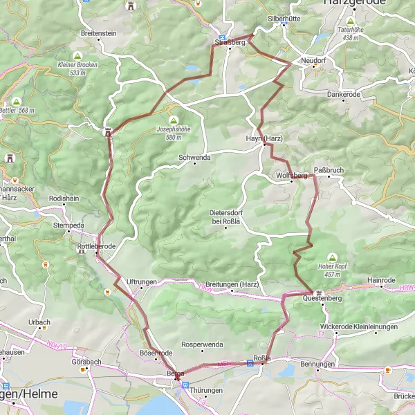 Map miniature of "Off-the-Beaten-Path Gravel Adventure" cycling inspiration in Sachsen-Anhalt, Germany. Generated by Tarmacs.app cycling route planner