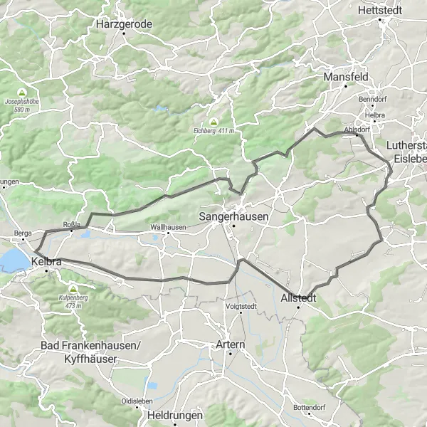 Map miniature of "Hidden Treasures of Saale-Unstrut" cycling inspiration in Sachsen-Anhalt, Germany. Generated by Tarmacs.app cycling route planner