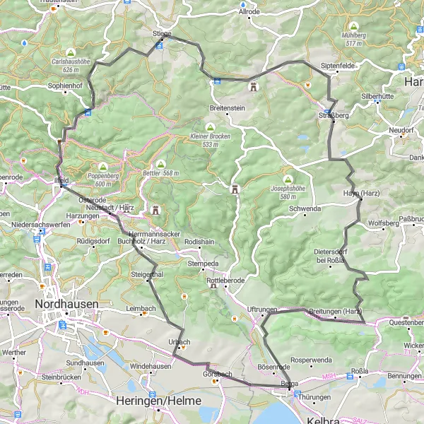 Map miniature of "Harz Mountains Adventure" cycling inspiration in Sachsen-Anhalt, Germany. Generated by Tarmacs.app cycling route planner