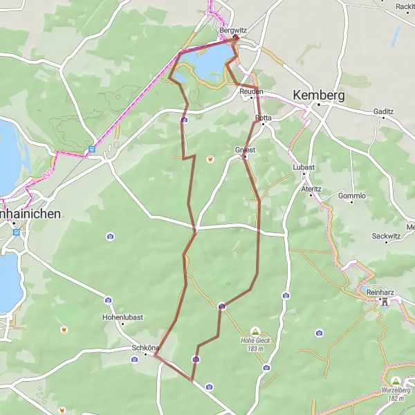 Map miniature of "The Gravel Loop" cycling inspiration in Sachsen-Anhalt, Germany. Generated by Tarmacs.app cycling route planner