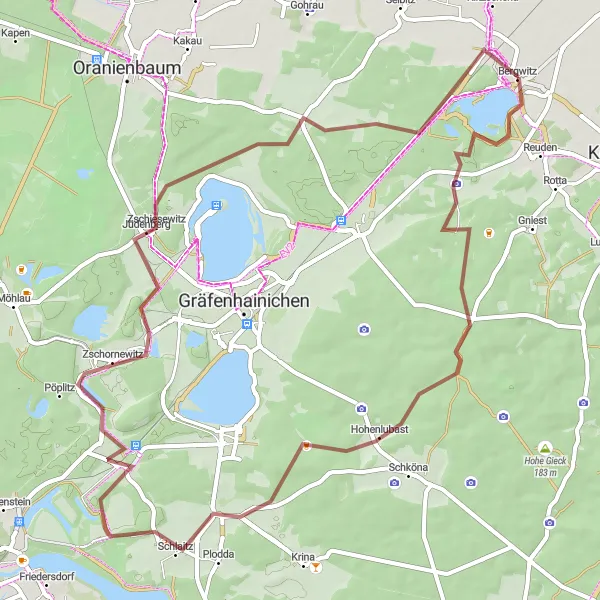 Map miniature of "The Scenic Gravel Adventure" cycling inspiration in Sachsen-Anhalt, Germany. Generated by Tarmacs.app cycling route planner