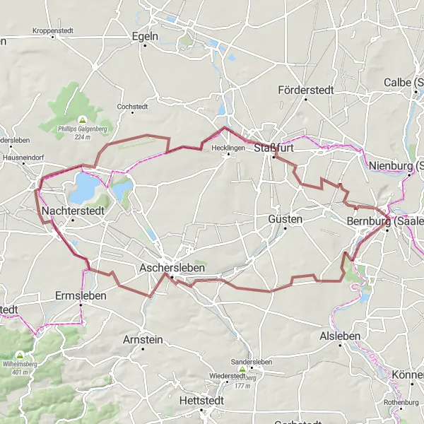 Map miniature of "The Gravel Adventure" cycling inspiration in Sachsen-Anhalt, Germany. Generated by Tarmacs.app cycling route planner