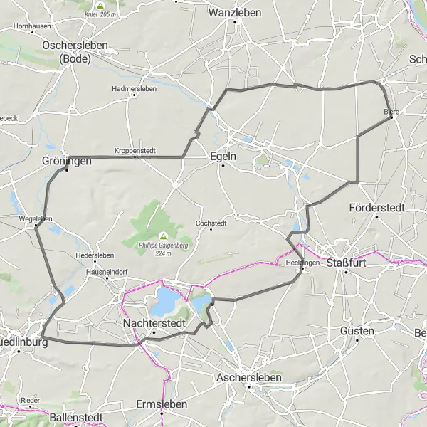 Karten-Miniaturansicht der Radinspiration "Eine ausgedehnte Tour für Naturfreunde" in Sachsen-Anhalt, Germany. Erstellt vom Tarmacs.app-Routenplaner für Radtouren