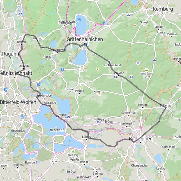 Map miniature of "Irrgarten Challenge" cycling inspiration in Sachsen-Anhalt, Germany. Generated by Tarmacs.app cycling route planner