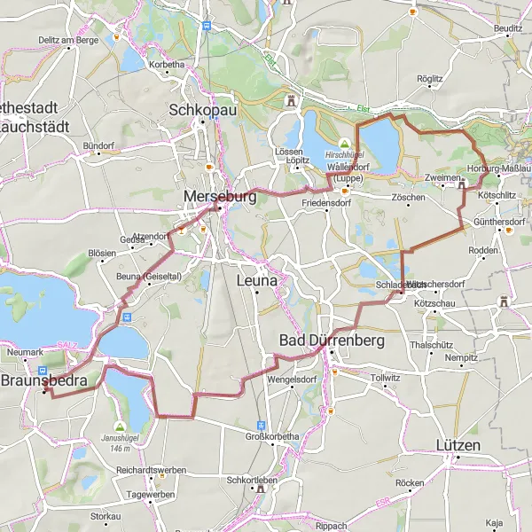 Map miniature of "Rural Beauty and Scenic Views" cycling inspiration in Sachsen-Anhalt, Germany. Generated by Tarmacs.app cycling route planner