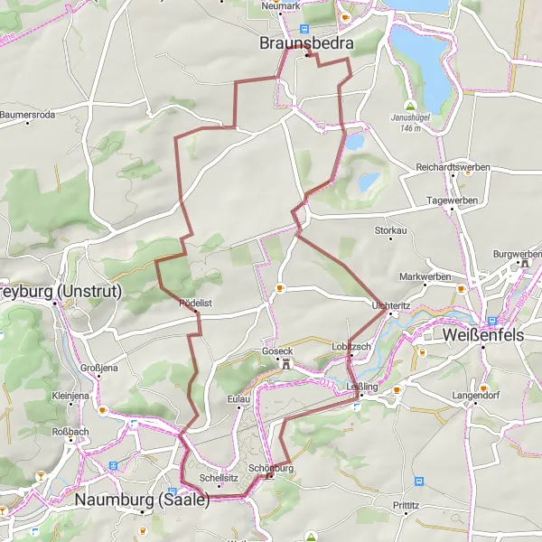 Map miniature of "Gravel Adventure Through Iconic Landmarks" cycling inspiration in Sachsen-Anhalt, Germany. Generated by Tarmacs.app cycling route planner