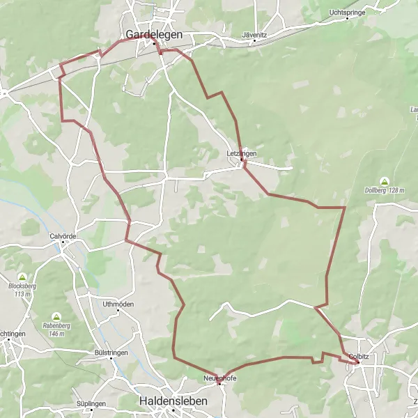 Map miniature of "Dorst Loop" cycling inspiration in Sachsen-Anhalt, Germany. Generated by Tarmacs.app cycling route planner