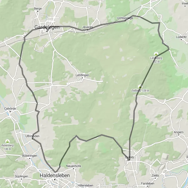 Karten-Miniaturansicht der Radinspiration "Rundfahrt von Colbitz nach Jävenitz und zurück" in Sachsen-Anhalt, Germany. Erstellt vom Tarmacs.app-Routenplaner für Radtouren