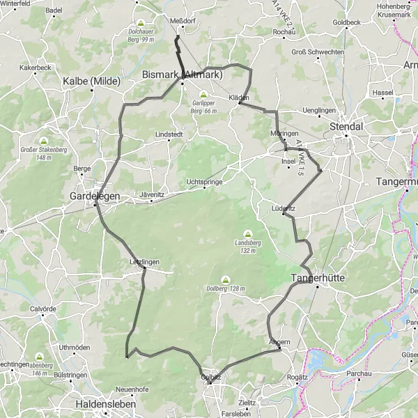 Map miniature of "Colbitz - Buchholz Route" cycling inspiration in Sachsen-Anhalt, Germany. Generated by Tarmacs.app cycling route planner