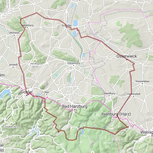 Map miniature of "Harz Gravel Adventure Loop" cycling inspiration in Sachsen-Anhalt, Germany. Generated by Tarmacs.app cycling route planner