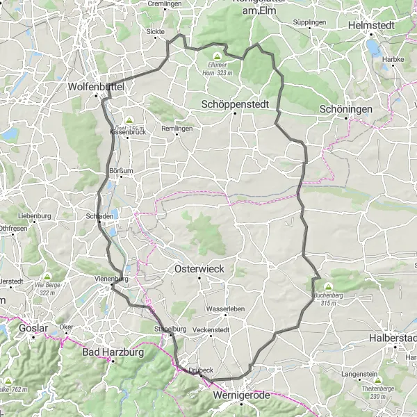 Map miniature of "Harz Hills Adventure" cycling inspiration in Sachsen-Anhalt, Germany. Generated by Tarmacs.app cycling route planner